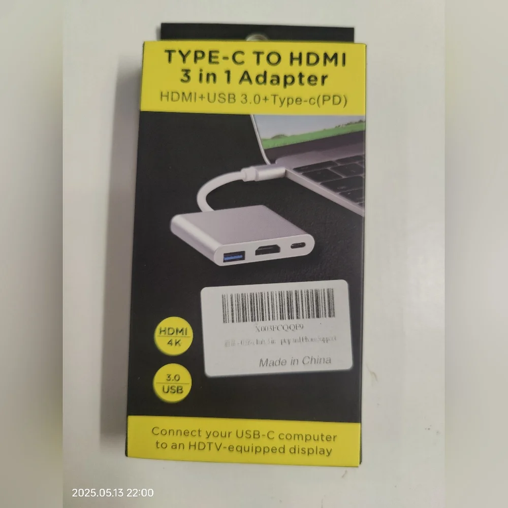 Type-(c) to HDMI 3 in 1 Adapter, to Hdmi, USB 3.0, Type-c(PD)